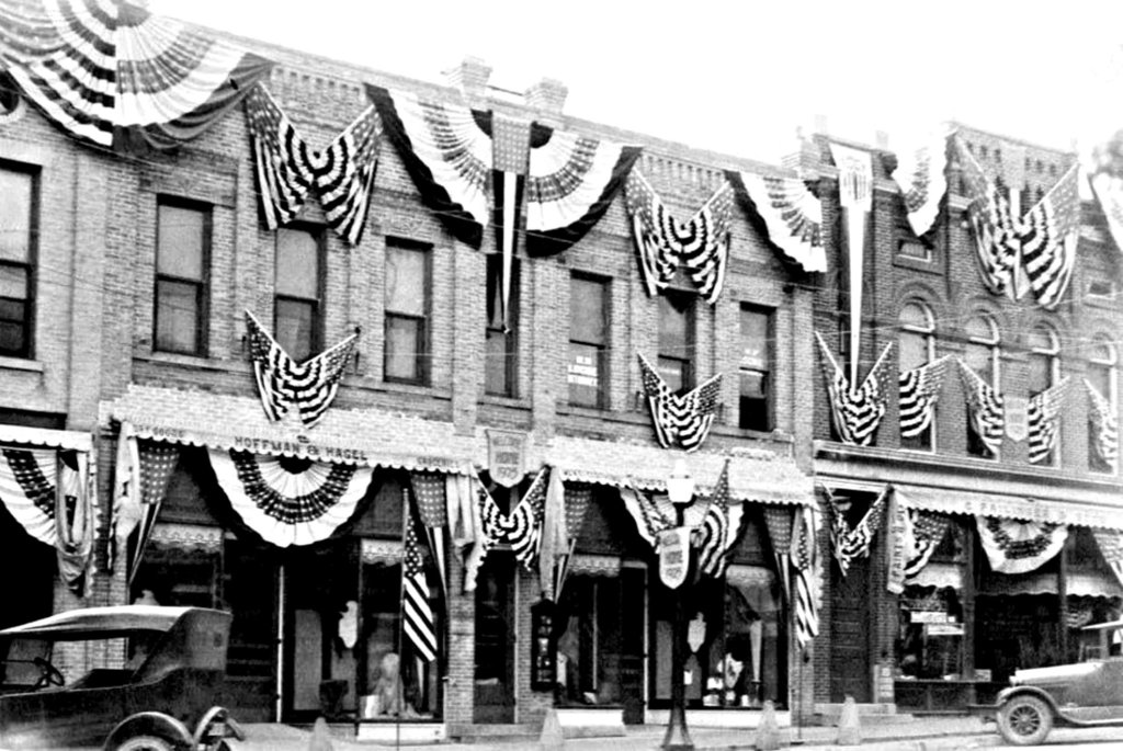 N Monroe St. in patriotic decorations.